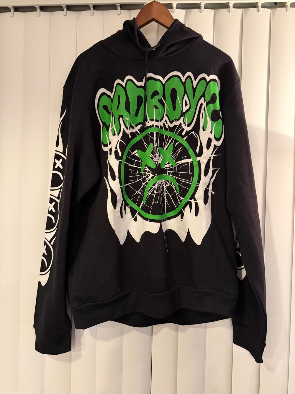 Black Hoodie with Neon Green Graphic